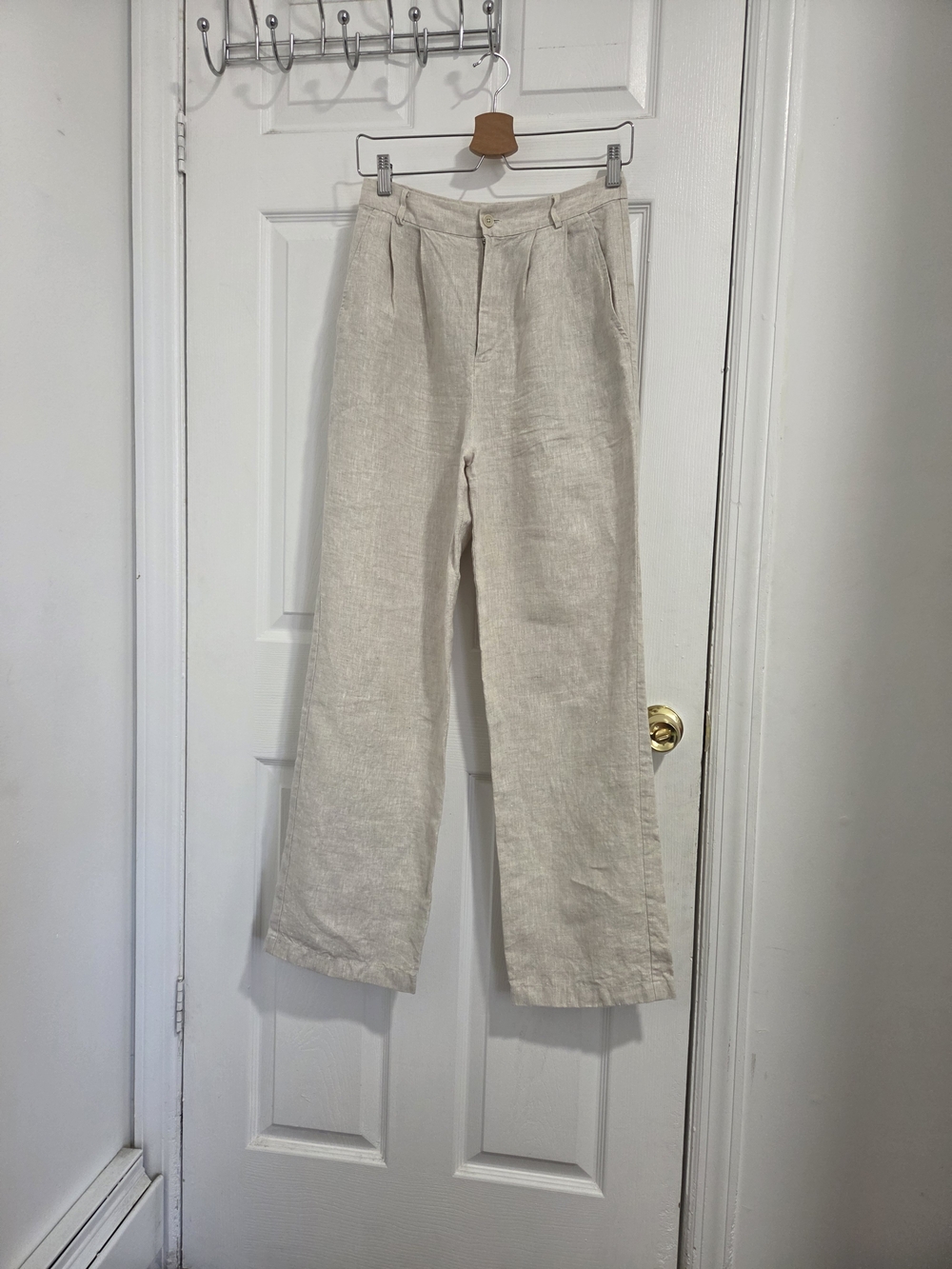 Reformation High-Rise Wide Leg Linen Pants - Cream - Picture 3 of 14